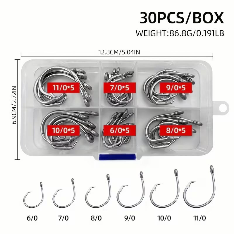 30pcs/box Fishing Hooks Stainl - Fishing Hook Circle recension och pris