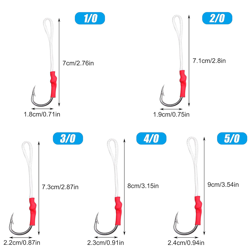 5Pcs 1/0-10/0 Slow jig assist  - Fishing Hook Offset recension och pris
