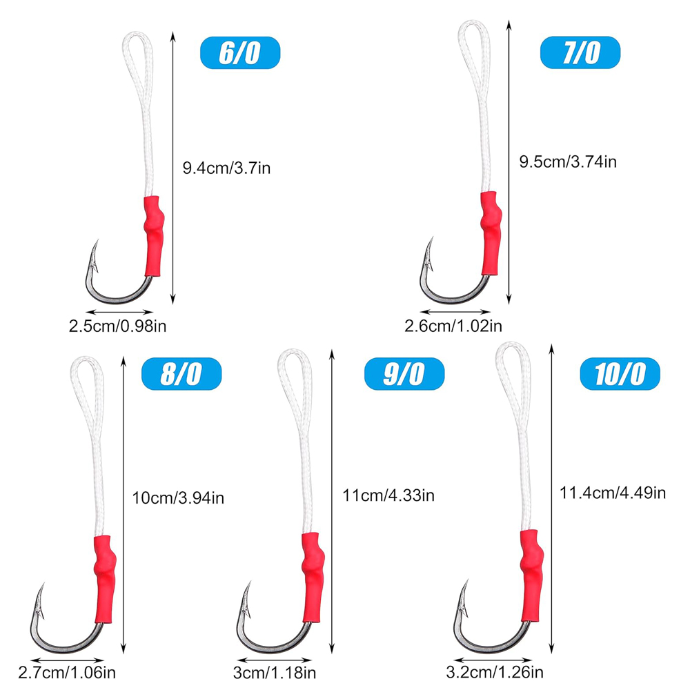 5Pcs 1/0-10/0 Slow jig assist  - Fishing Hook Offset recension och pris